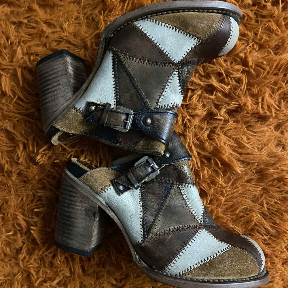 Frye Multicolor Patchwork Heeled Boots - image 1